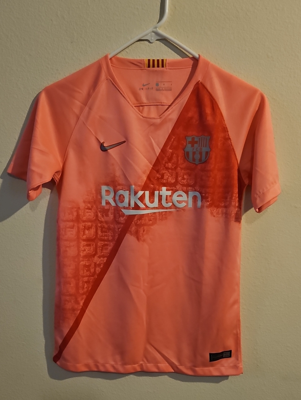 Nike Kids' Coral Pink FC Barcelona Soccer Jersey with Rakuten Logo